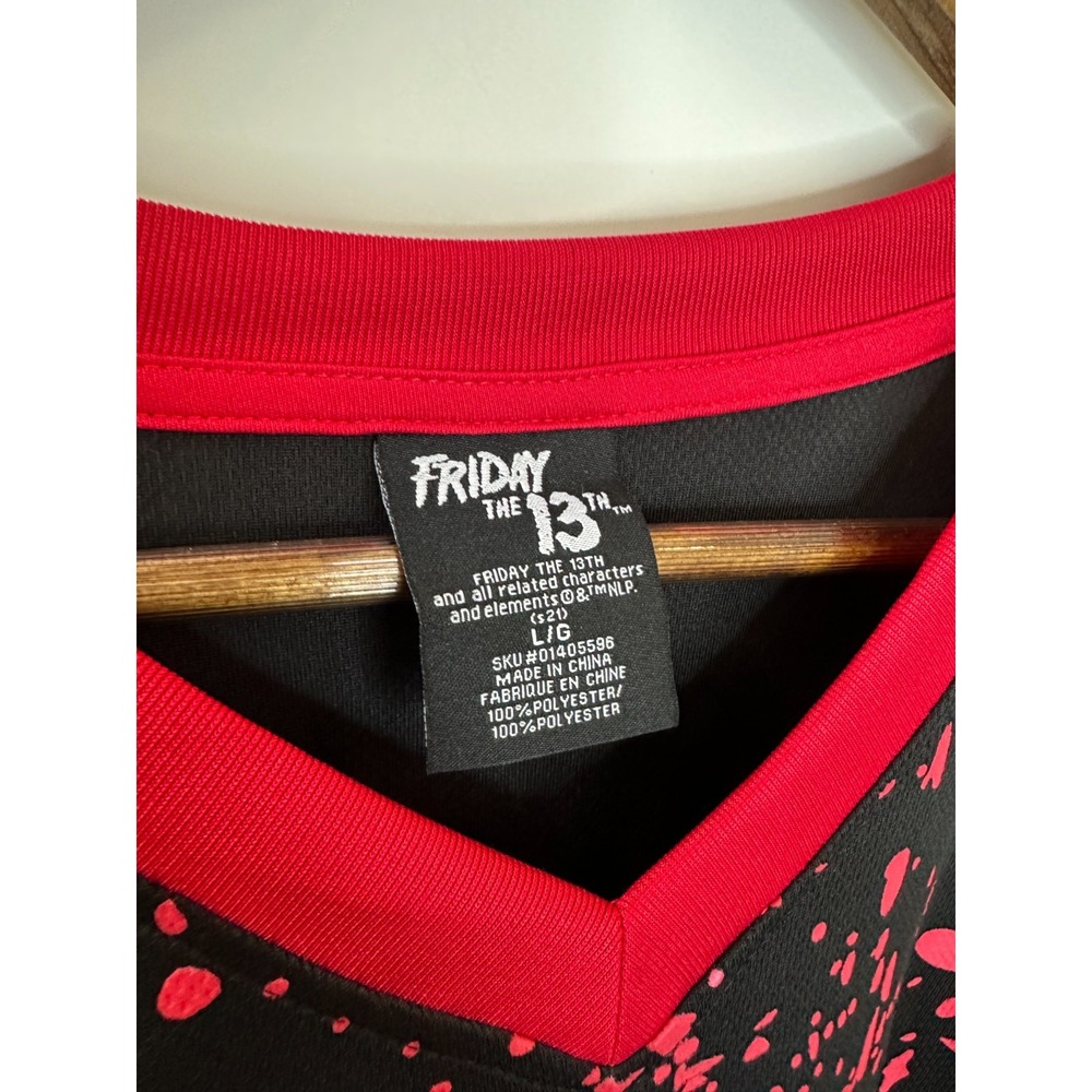 Friday the 13th Jason Voorhees Hockey Jersey Black Red Large 13 Horror Movie - Picture 6 of 10